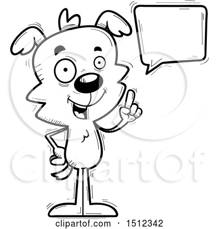 Clipart of a Black and White Happy Talking Male Dog - Royalty Free Vector Illustration by Cory Thoman