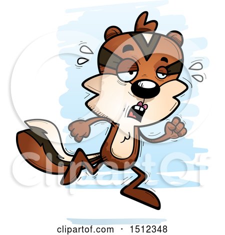 Clipart of a Tired Running Female Chipmunk - Royalty Free Vector Illustration by Cory Thoman