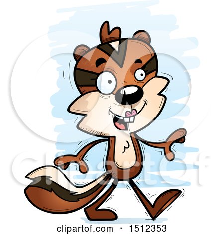 Clipart of a Happy Walking Female Chipmunk - Royalty Free Vector Illustration by Cory Thoman