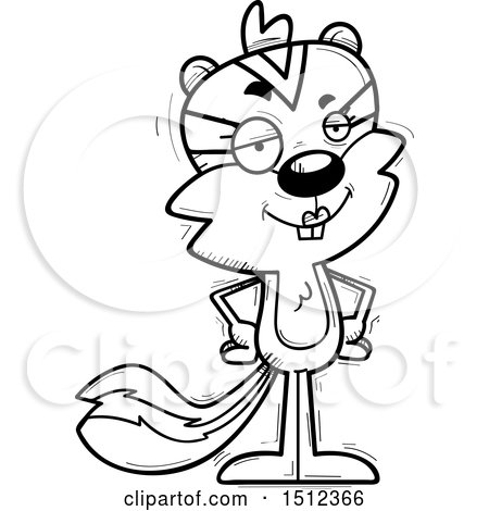 Clipart of a Black and White Confident Female Chipmunk - Royalty Free Vector Illustration by Cory Thoman