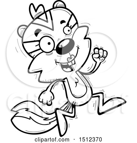 Clipart of a Black and White Running Female Chipmunk - Royalty Free Vector Illustration by Cory Thoman