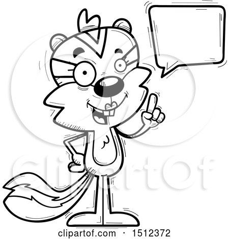 Clipart of a Black and White Happy Talking Female Chipmunk - Royalty Free Vector Illustration by Cory Thoman