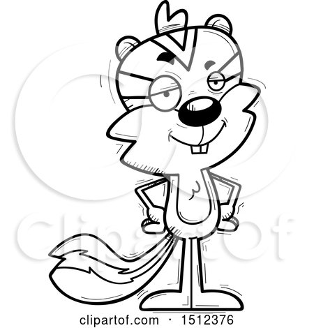 Clipart of a Black and White Confident Male Chipmunk - Royalty Free Vector Illustration by Cory Thoman