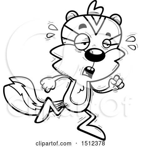 Clipart of a Black and White Tired Running Male Chipmunk - Royalty Free Vector Illustration by Cory Thoman