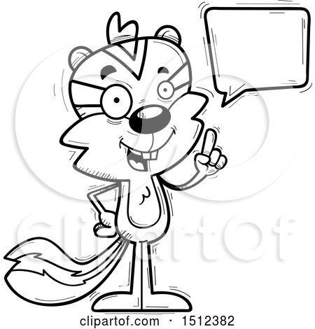 Clipart of a Black and White Happy Talking Male Chipmunk - Royalty Free Vector Illustration by Cory Thoman