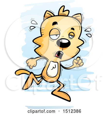 Clipart of a Tired Running Male Cat - Royalty Free Vector Illustration by Cory Thoman