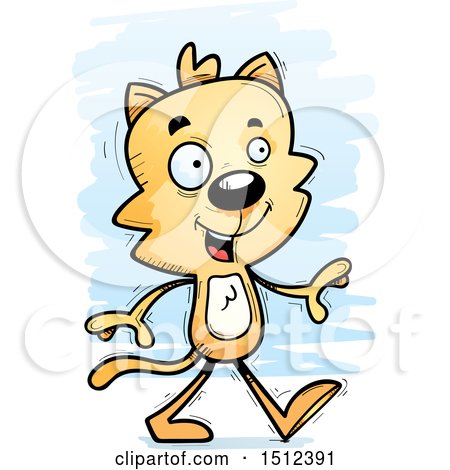 Clipart of a Happy Walking Male Cat - Royalty Free Vector Illustration by Cory Thoman