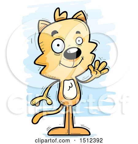 Clipart of a Friendly Waving Male Cat - Royalty Free Vector Illustration by Cory Thoman