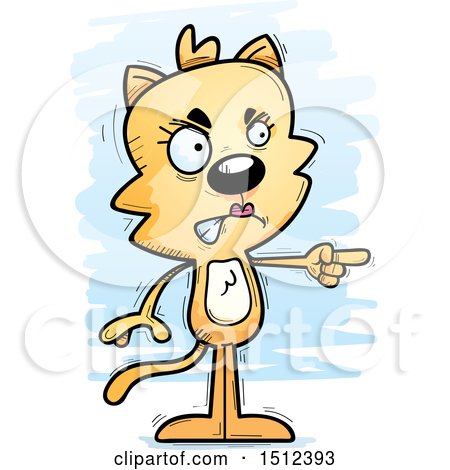Clipart of a Mad Pointing Female Cat - Royalty Free Vector Illustration by Cory Thoman
