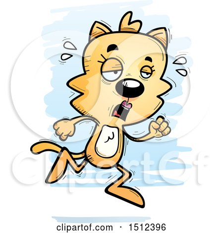 Clipart of a Tired Running Female Cat - Royalty Free Vector Illustration by Cory Thoman