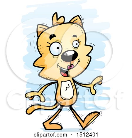 Clipart of a Happy Walking Female Cat - Royalty Free Vector Illustration by Cory Thoman