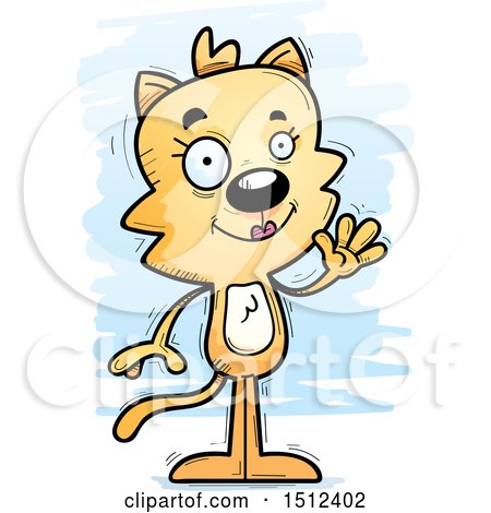 Clipart of a Friendly Waving Female Cat - Royalty Free Vector Illustration by Cory Thoman