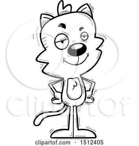 Clipart of a Black and White Confident Male Cat - Royalty Free Vector Illustration by Cory Thoman