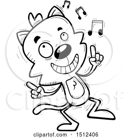 Clipart of a Black and White Happy Dancing Male Cat - Royalty Free Vector Illustration by Cory Thoman