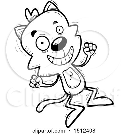 Clipart of a Black and White Jumping Male Cat - Royalty Free Vector Illustration by Cory Thoman