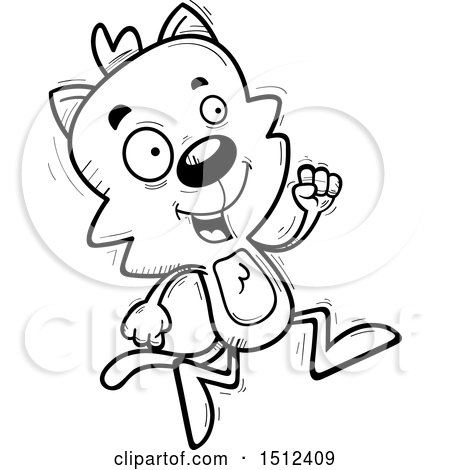 Clipart of a Black and White Running Male Cat - Royalty Free Vector Illustration by Cory Thoman