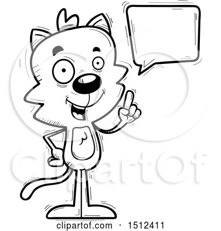 Clipart of a Black and White Happy Talking Male Cat - Royalty Free Vector Illustration by Cory Thoman