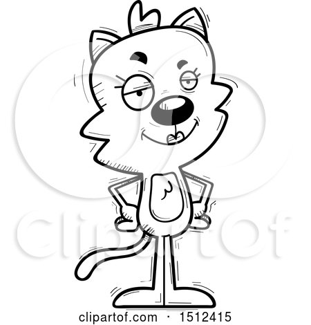 Clipart of a Black and White Confident Female Cat - Royalty Free Vector Illustration by Cory Thoman