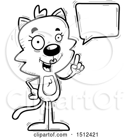 Clipart of a Black and White Happy Talking Female Cat - Royalty Free Vector Illustration by Cory Thoman