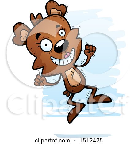 Clipart of a Jumping Female Bear - Royalty Free Vector Illustration by Cory Thoman