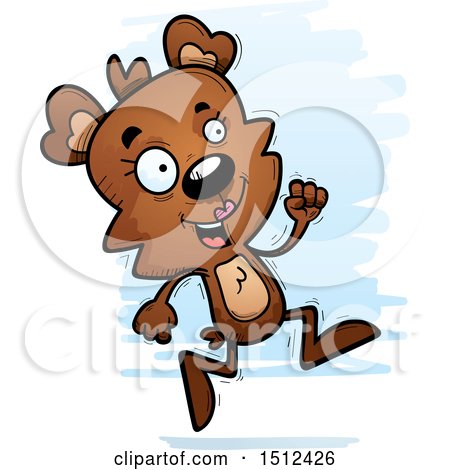 Clipart of a Running Female Bear - Royalty Free Vector Illustration by Cory Thoman