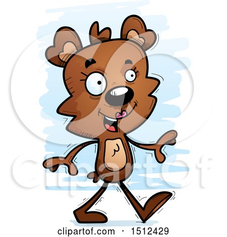 Clipart of a Happy Walking Female Bear - Royalty Free Vector Illustration by Cory Thoman