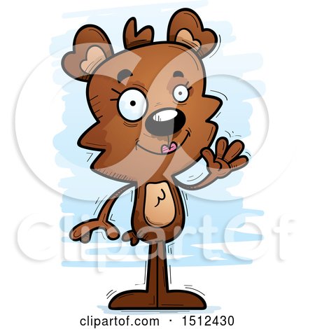 Clipart of a Friendly Waving Female Bear - Royalty Free Vector Illustration by Cory Thoman