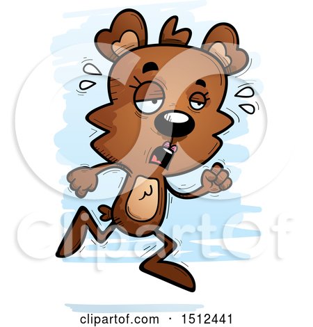 Clipart of a Tired Running Female Bear - Royalty Free Vector Illustration by Cory Thoman