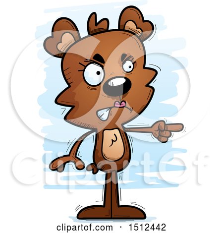 Clipart of a Mad Pointing Female Bear - Royalty Free Vector Illustration by Cory Thoman