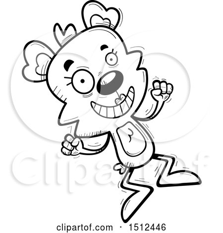 Clipart of a Black and White Jumping Female Bear - Royalty Free Vector Illustration by Cory Thoman