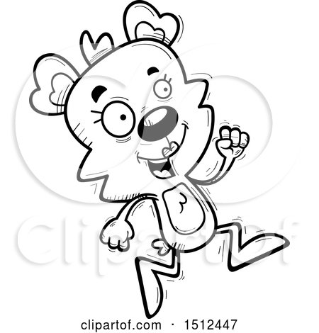 Clipart of a Black and White Running Female Bear - Royalty Free Vector Illustration by Cory Thoman