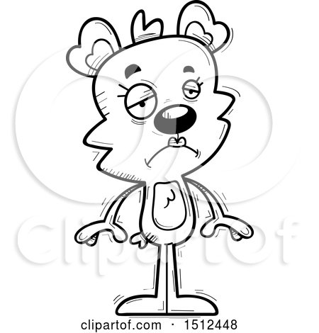 Clipart of a Black and White Sad Female Bear - Royalty Free Vector Illustration by Cory Thoman
