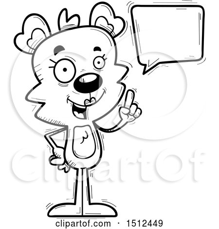 Clipart of a Black and White Happy Talking Female Bear - Royalty Free Vector Illustration by Cory Thoman