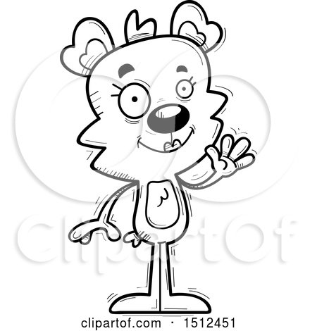 Clipart of a Black and White Friendly Waving Female Bear - Royalty Free Vector Illustration by Cory Thoman