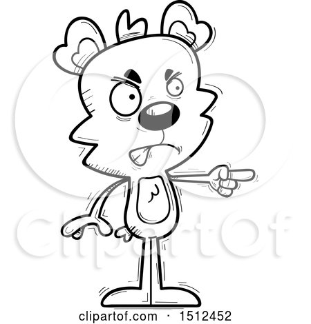 Clipart of a Black and White Mad Pointing Male Bear - Royalty Free Vector Illustration by Cory Thoman