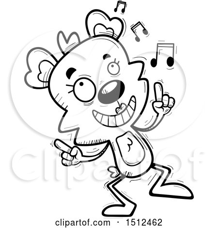 Clipart of a Black and White Happy Dancing Female Bear - Royalty Free Vector Illustration by Cory Thoman