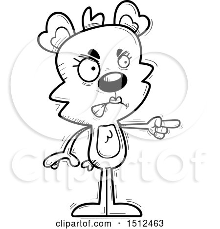 Clipart of a Black and White Mad Pointing Female Bear - Royalty Free Vector Illustration by Cory Thoman