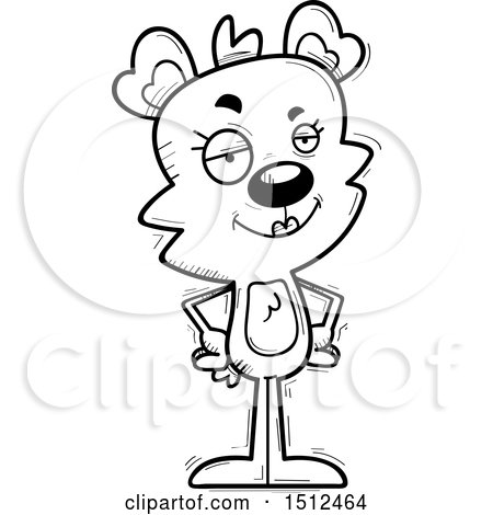 Clipart of a Black and White Confident Female Bear - Royalty Free Vector Illustration by Cory Thoman