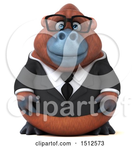 Clipart of a 3d Business Orangutan Monkey, on a White Background - Royalty Free Illustration by Julos