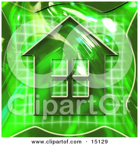 Green Home Icon Symbolizing Real Estate Or An Energy Efficient Home Clipart Illustration by Anastasiya Maksymenko