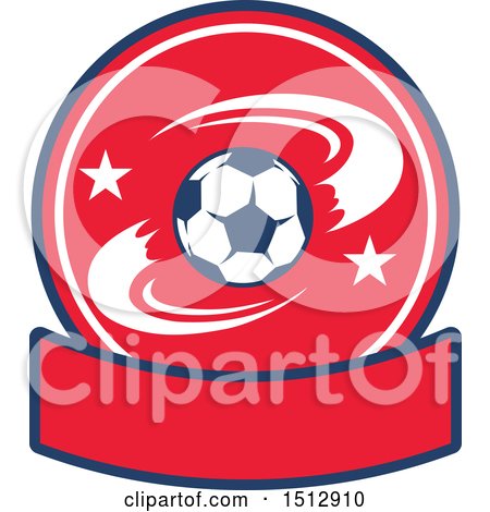 Clipart of a Soccer Ball Design with a Blank Banner - Royalty Free Vector Illustration by Vector Tradition SM