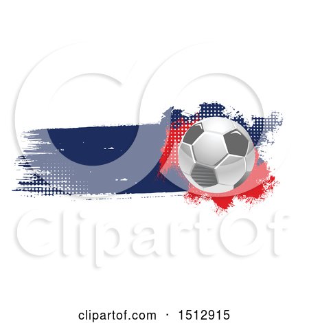 Clipart of a Soccer Ball and Grungy Flag Banner - Royalty Free Vector Illustration by Vector Tradition SM