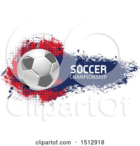 Clipart of a Soccer Ball and Grungy Flag Banner with Text - Royalty Free Vector Illustration by Vector Tradition SM