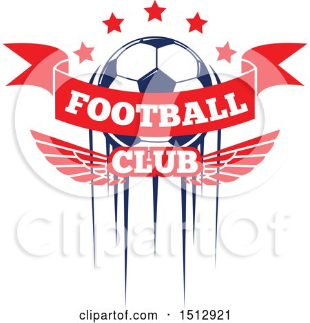 Clipart of a Soccer Ball with Stars, Football Club Text and Wings - Royalty Free Vector Illustration by Vector Tradition SM