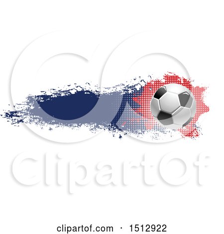 Clipart of a Soccer Ball and Grungy Flag Banner - Royalty Free Vector Illustration by Vector Tradition SM