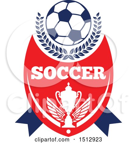 Clipart of a Soccer Ball over a Trophy with Text - Royalty Free Vector Illustration by Vector Tradition SM