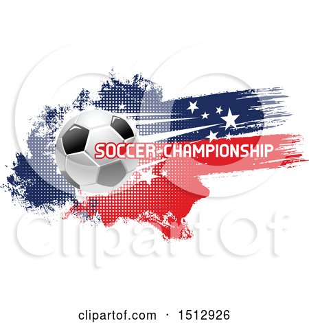 Clipart of a Soccer Ball and Grungy Flag Banner with Text - Royalty Free Vector Illustration by Vector Tradition SM
