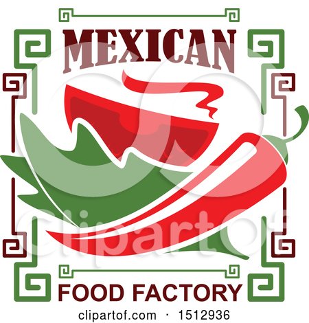 Clipart of a Mexican Food Factory Design with a Pepper, Lettuce and Tomato - Royalty Free Vector Illustration by Vector Tradition SM