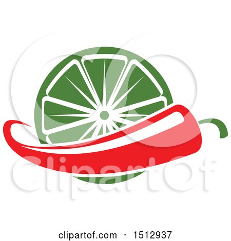 Clipart of a Mexican Chile Pepper and Lime Design - Royalty Free Vector Illustration by Vector Tradition SM