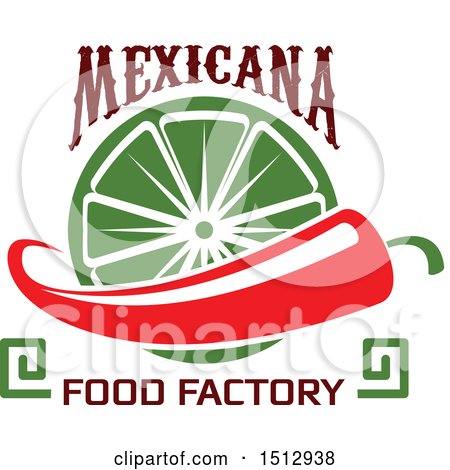 Clipart of a Mexicana Food Factory Design a Pepper and Lime - Royalty Free Vector Illustration by Vector Tradition SM